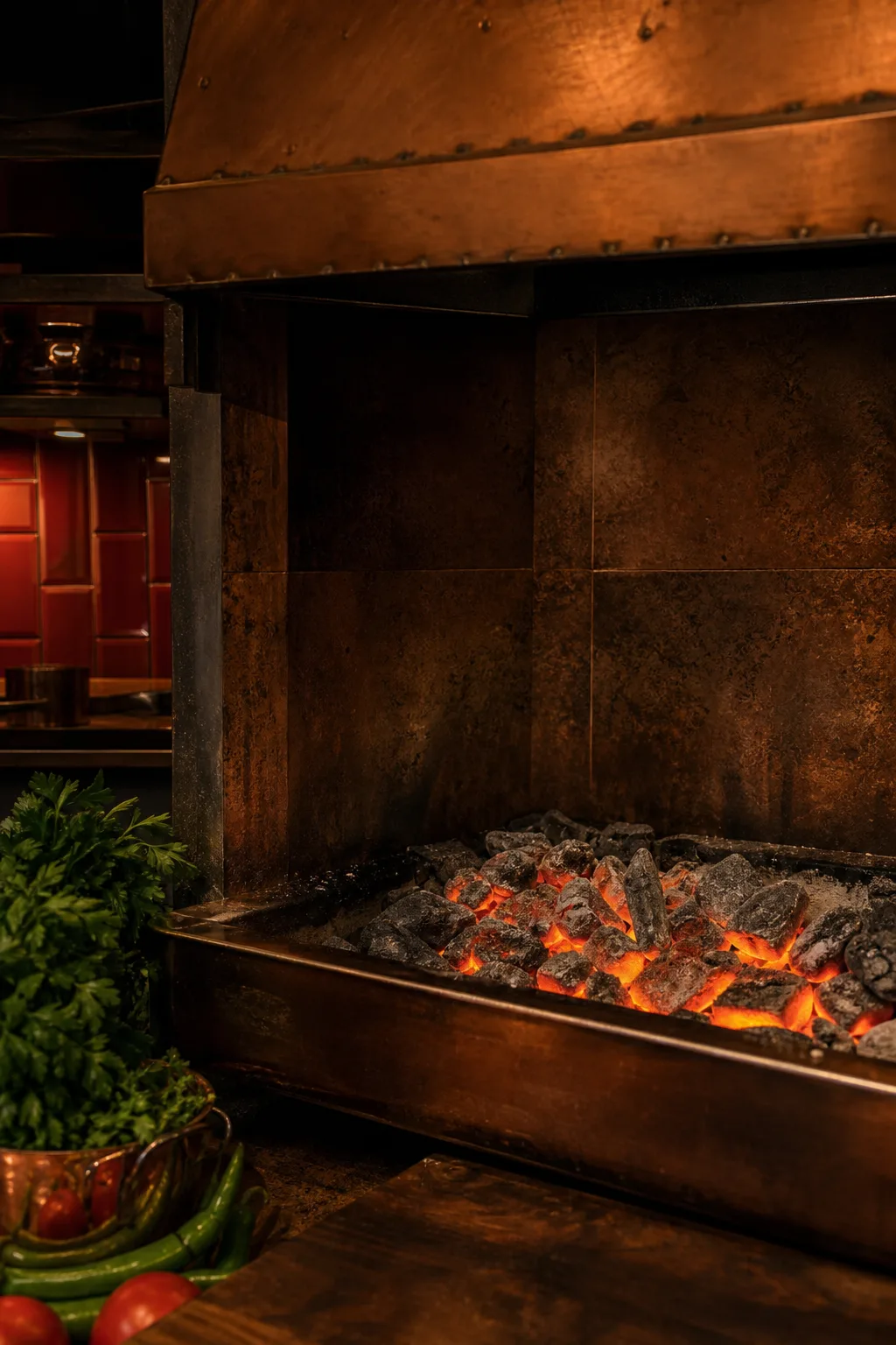 Warmes Lavastein-Grilldetail